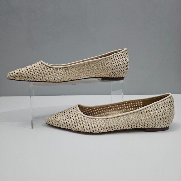 NEW Sam Edelman Wanda Flat Womens 9 Ivory Woven Raffia Pointed Toe Slip On - Picture 2 of 15